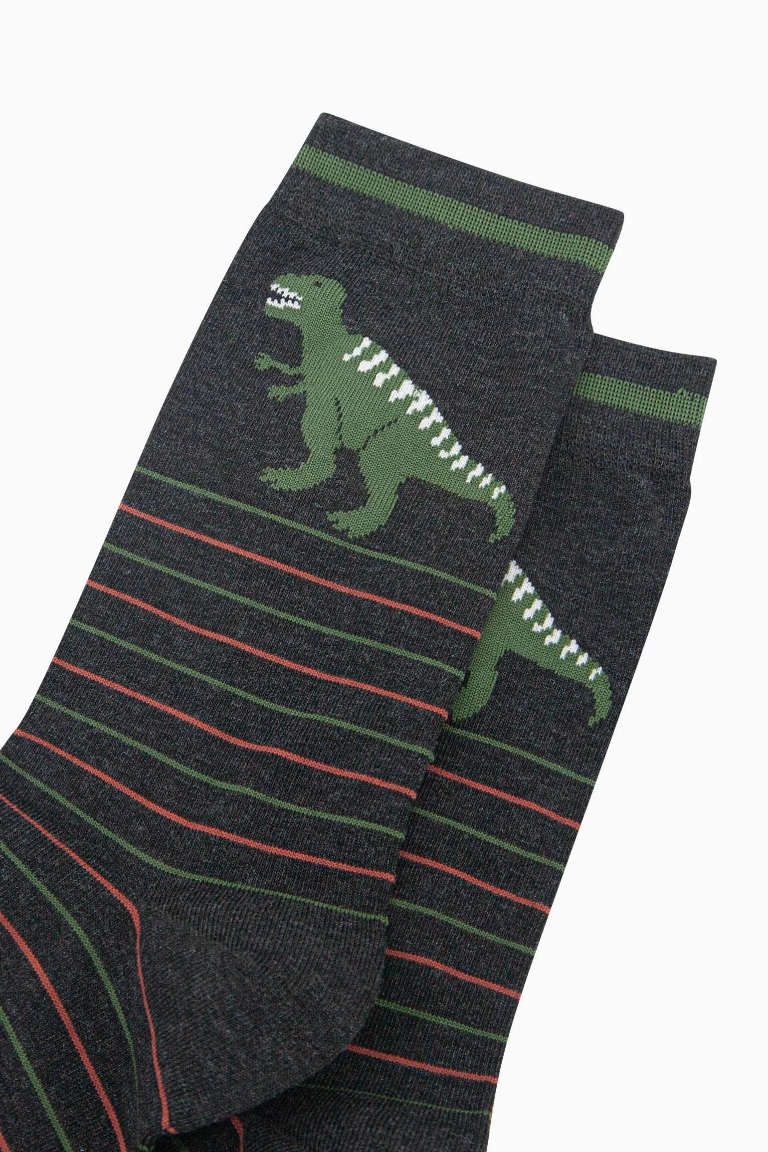 Men's Bamboo Socks - Black, T-Rex Stripe