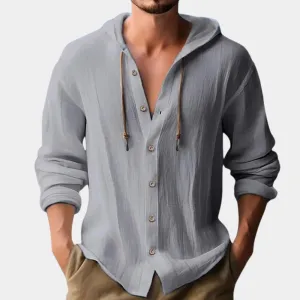 Men's Casual Hooded Linen Shirt - Lightweight Summer Fashion