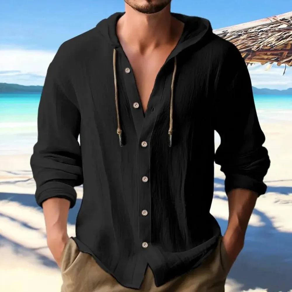Men's Casual Hooded Linen Shirt - Lightweight Summer Fashion