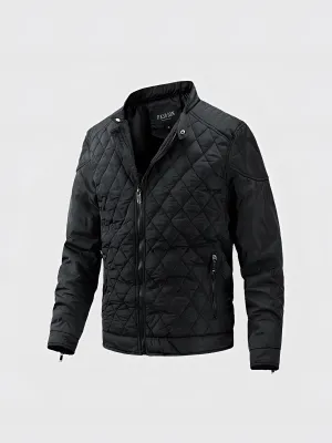 Men's Lightweight Black Quilted Jacket - Insulated Motorcycle Style