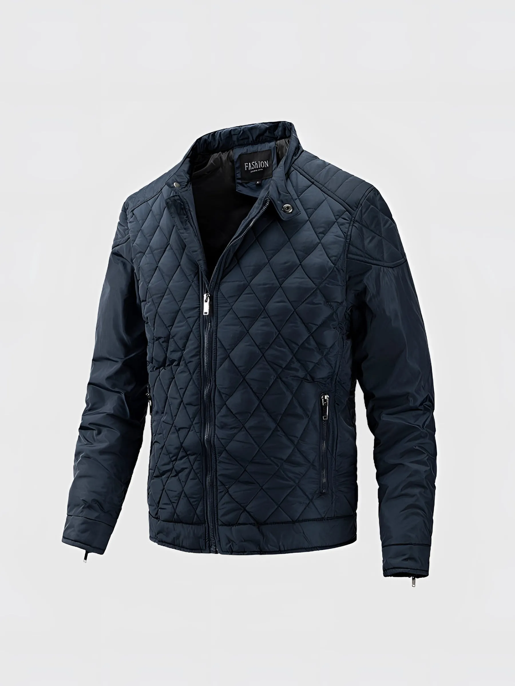 Men's Lightweight Black Quilted Jacket - Insulated Motorcycle Style