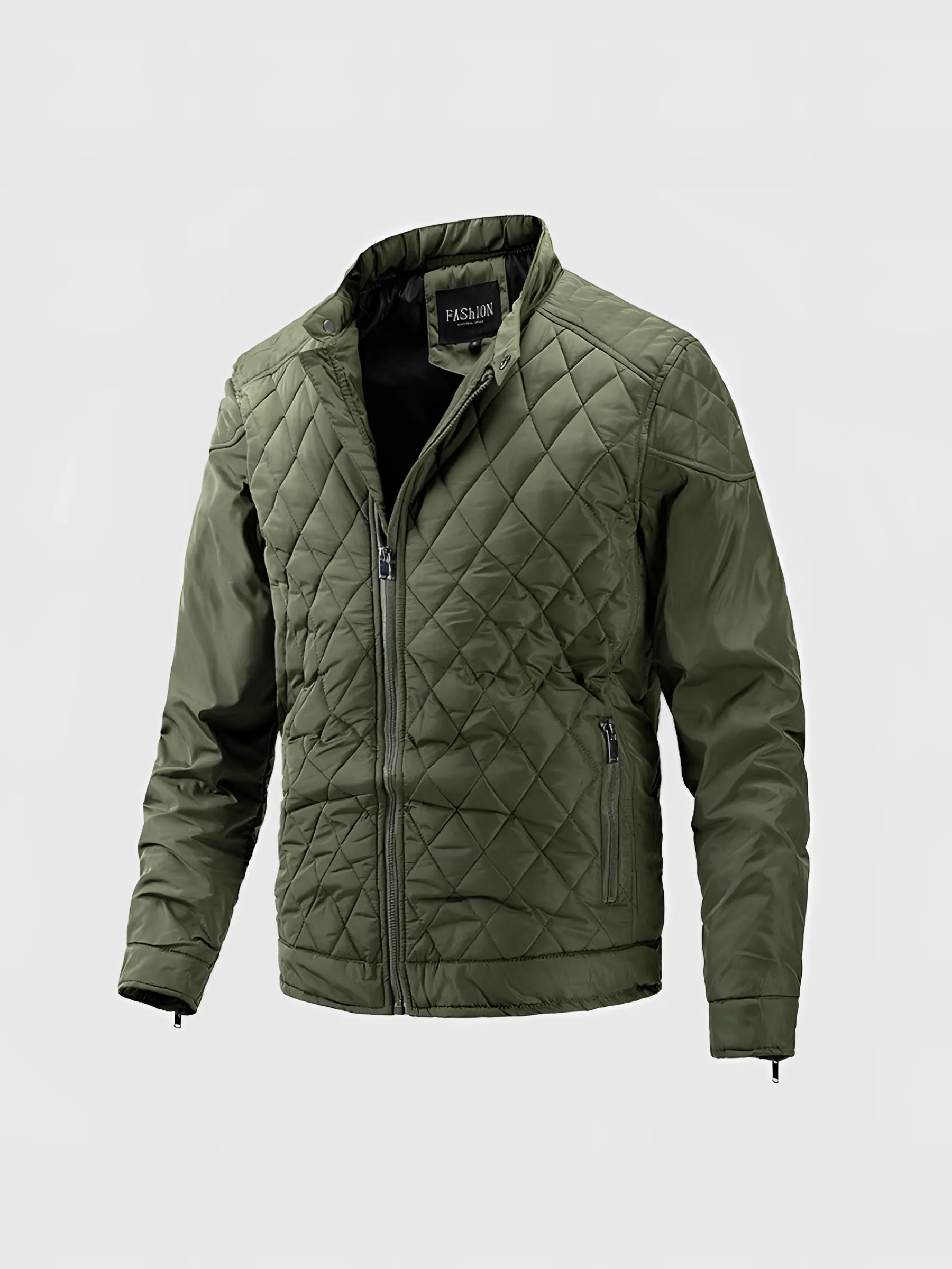 Men's Lightweight Black Quilted Jacket - Insulated Motorcycle Style