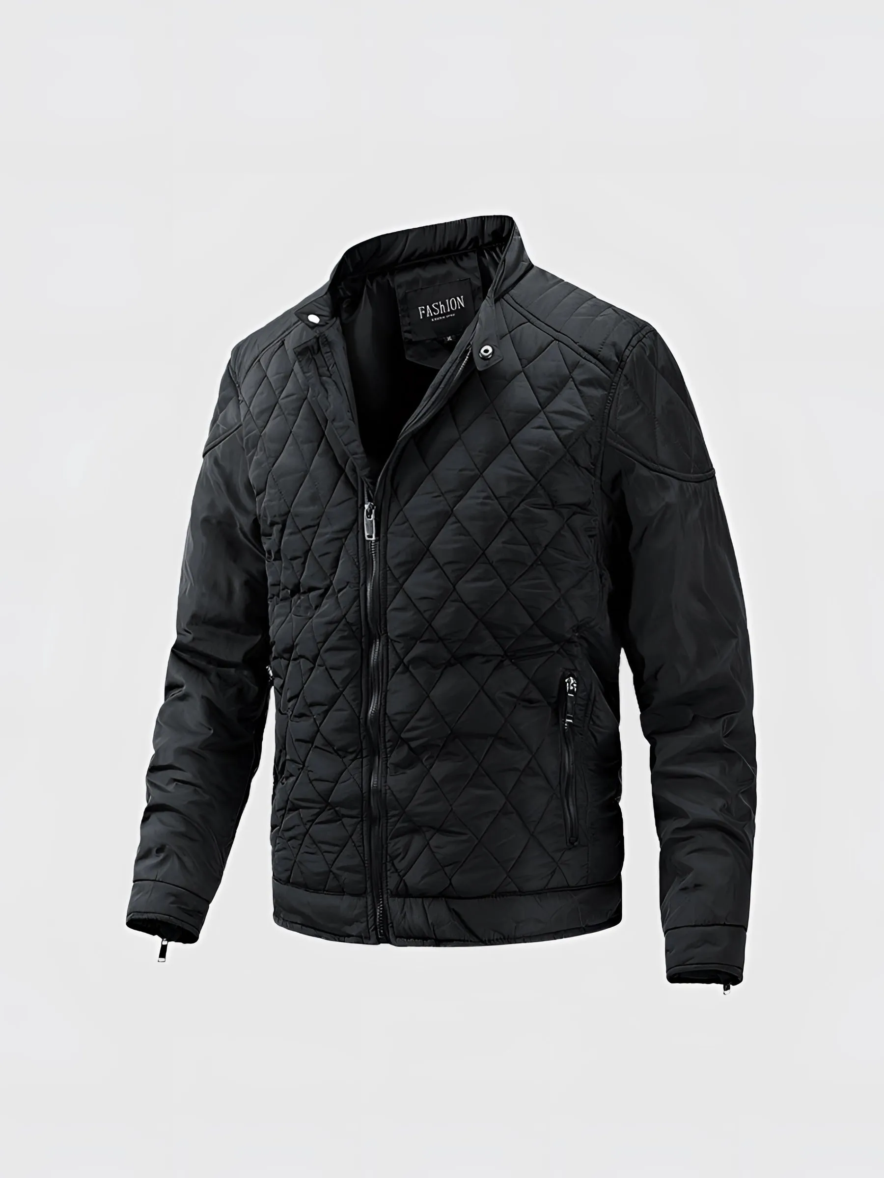 Men's Lightweight Black Quilted Jacket - Insulated Motorcycle Style