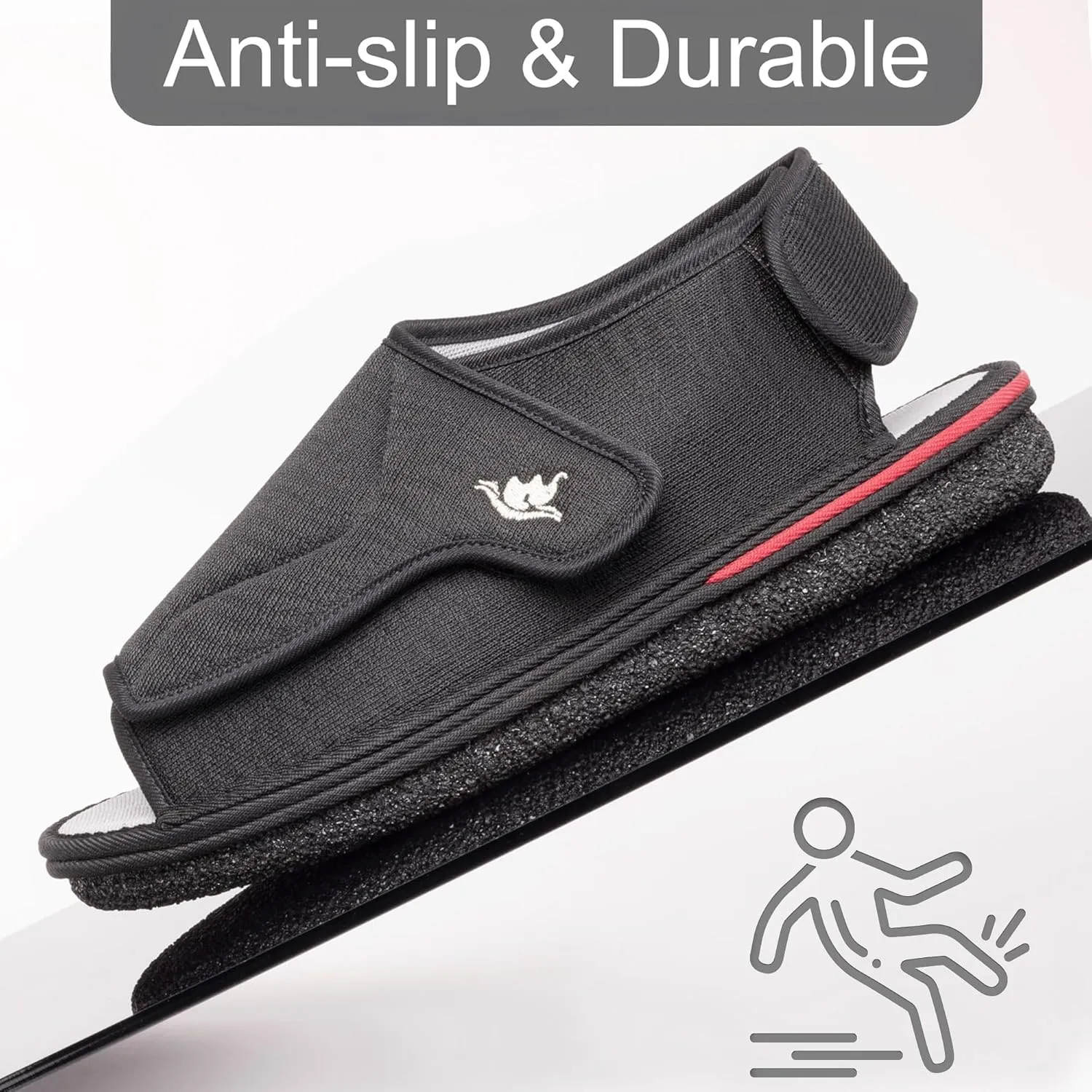 Mens Memory Foam Diabetic Slippers with Adjustable Closure, Extra Wide Comfy Warm Plush Fleece Arthritis Edema Swollen Diabetic House Shoes Machine Washable with Anti Slip Sole