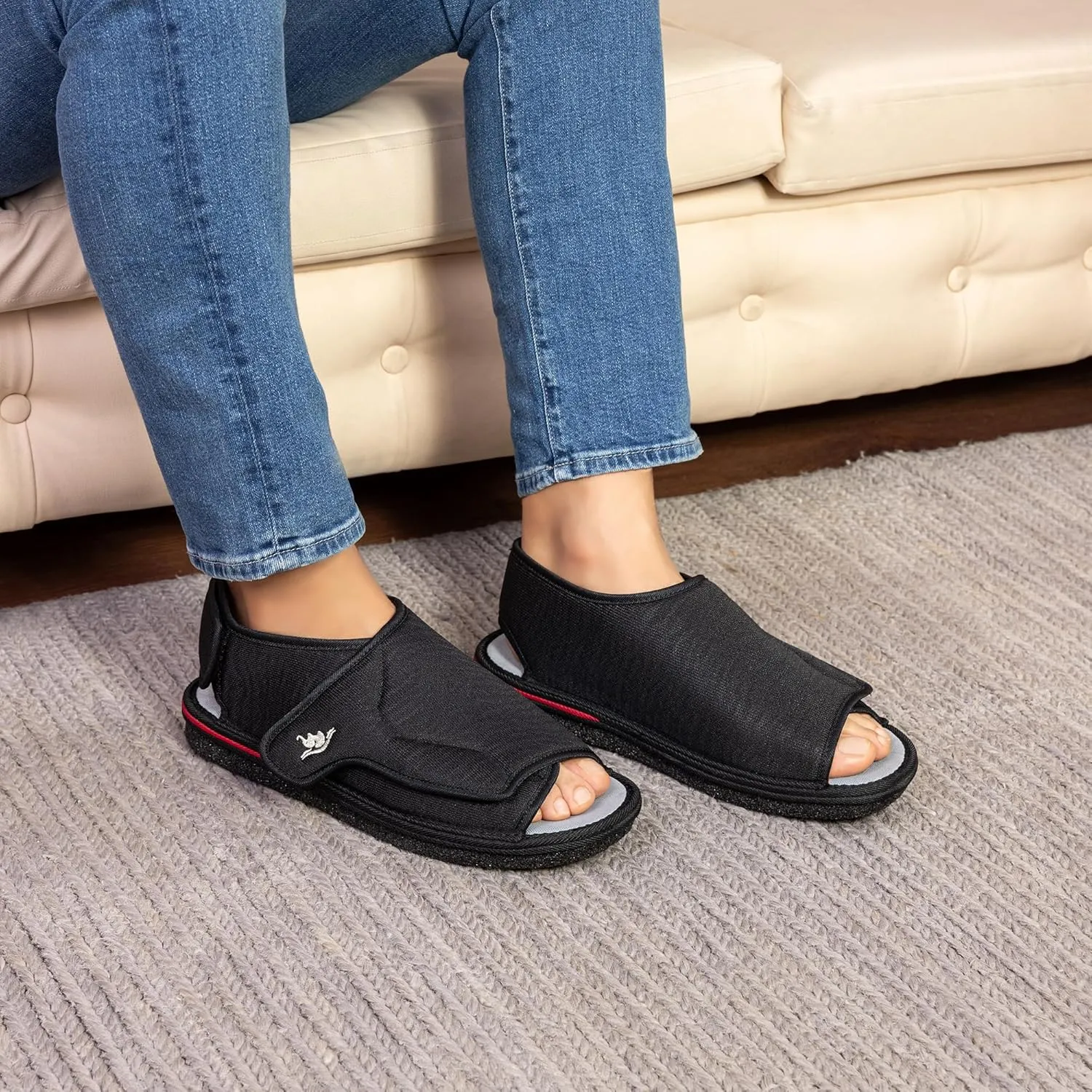 Mens Memory Foam Diabetic Slippers with Adjustable Closure, Extra Wide Comfy Warm Plush Fleece Arthritis Edema Swollen Diabetic House Shoes Machine Washable with Anti Slip Sole