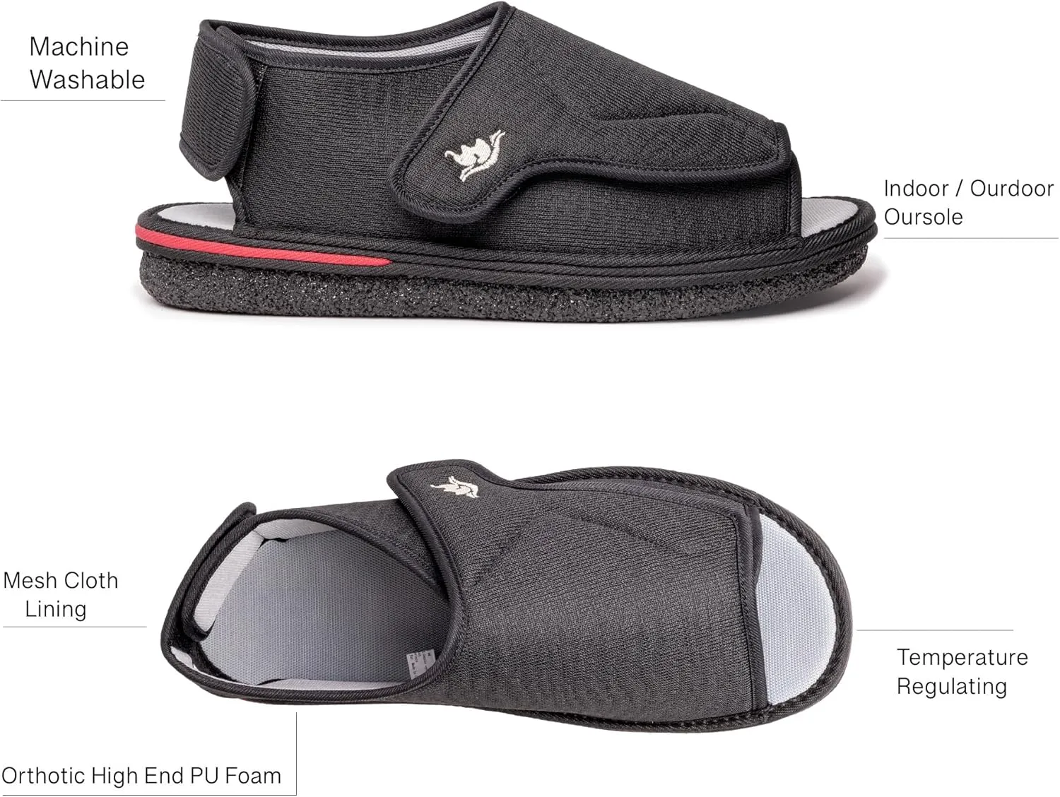Mens Memory Foam Diabetic Slippers with Adjustable Closure, Extra Wide Comfy Warm Plush Fleece Arthritis Edema Swollen Diabetic House Shoes Machine Washable with Anti Slip Sole