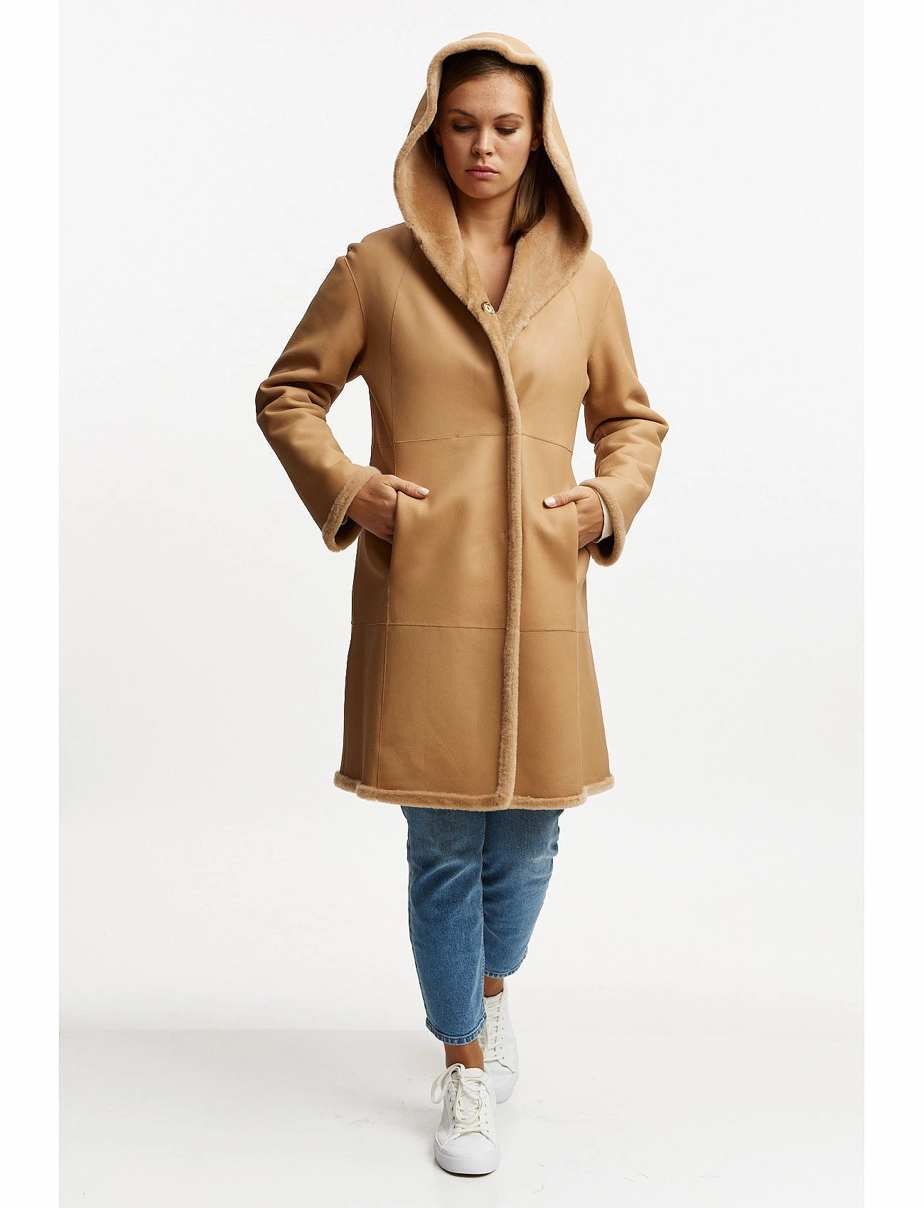 Merino lambskin jacket reversible 2in1 - camel
