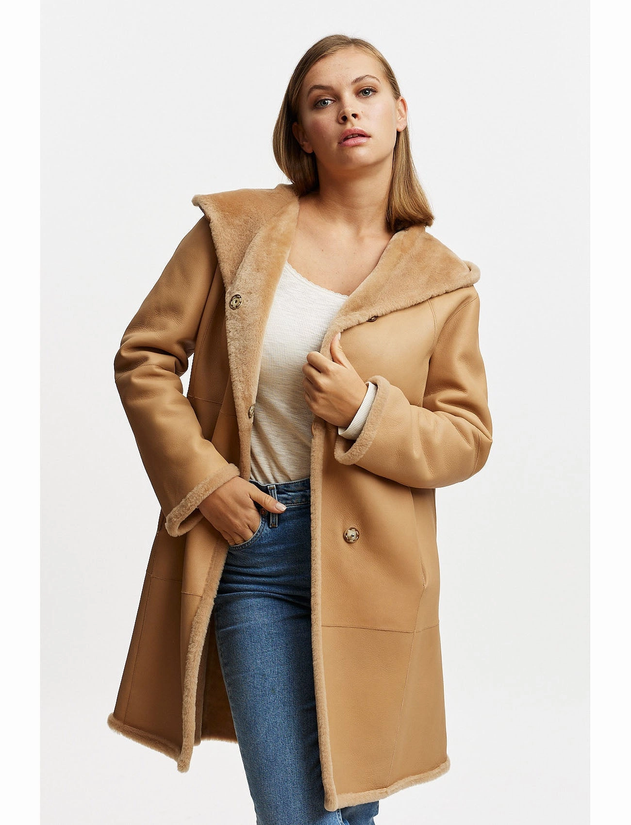 Merino lambskin jacket reversible 2in1 - camel