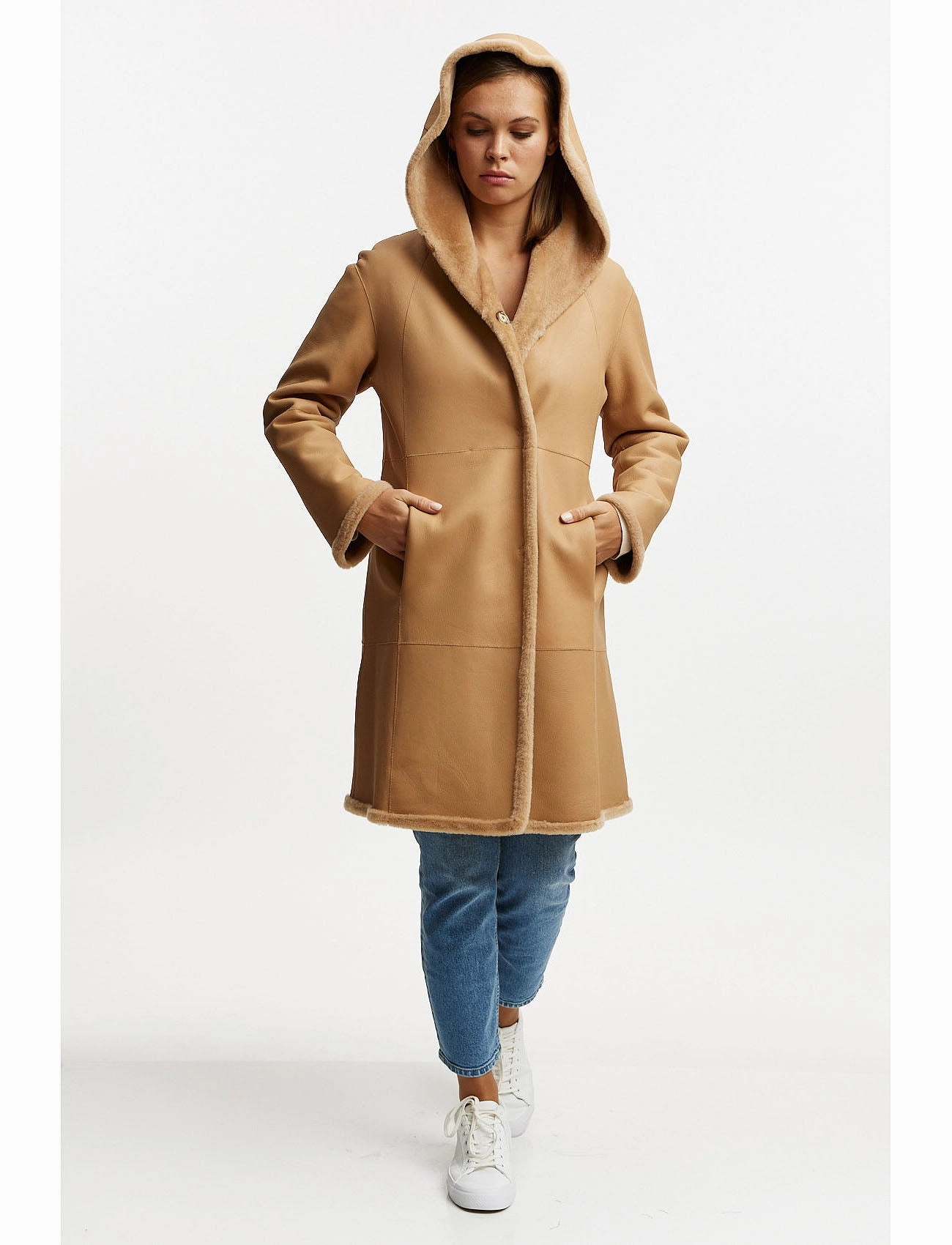 Merino lambskin jacket reversible 2in1 - camel