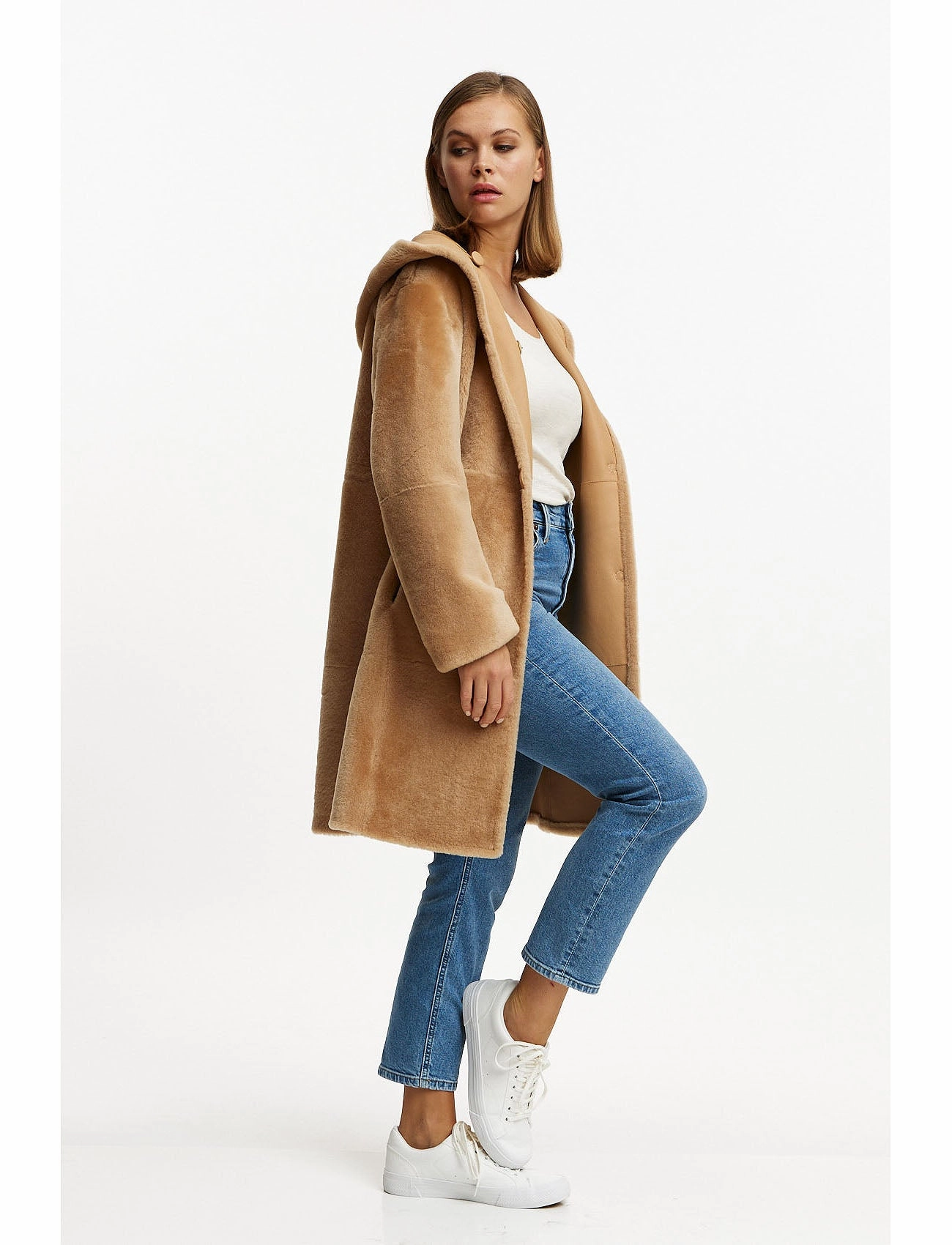 Merino lambskin jacket reversible 2in1 - camel