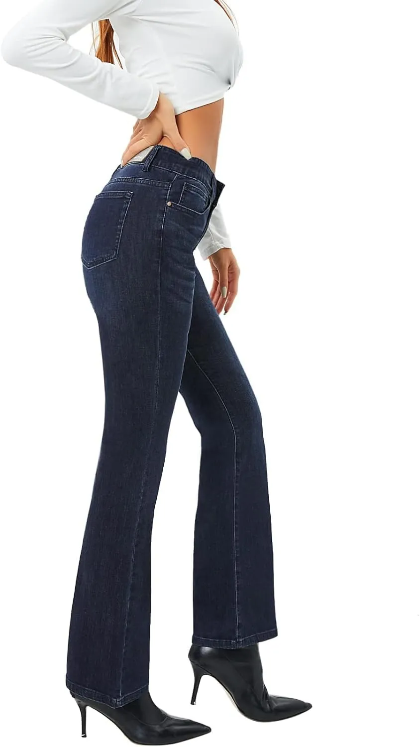 MetHera Women's Le Mel Classic Stretch Curvy Bootcut Jeans