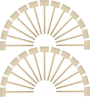 MGTECH 36 Pieces Mini Wooden Toy Hammers for Kids, Natural Wood Crab Seafood Mallets