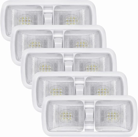 Miady 12V LED RV Interior Lights 750 Lumen, RV LED Ceiling Double Dome Light with Switch for Car/Trailer/Camper/Boat, Natural White 4000-4500K, 60X2835SMD, Pack of 5
