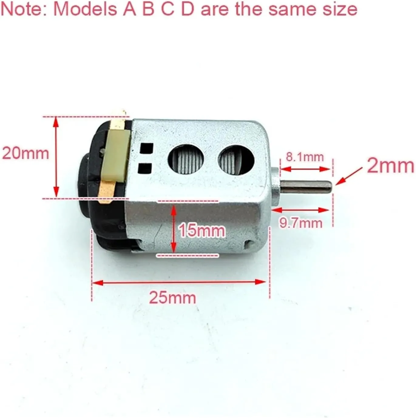 Micro 130 Hobby Electric Motor 1V-3V 2V 2.4V Small Mini DC Motor for DIY RC Toy 4WD Slot Racing Car with Cooling Hole(Model B)