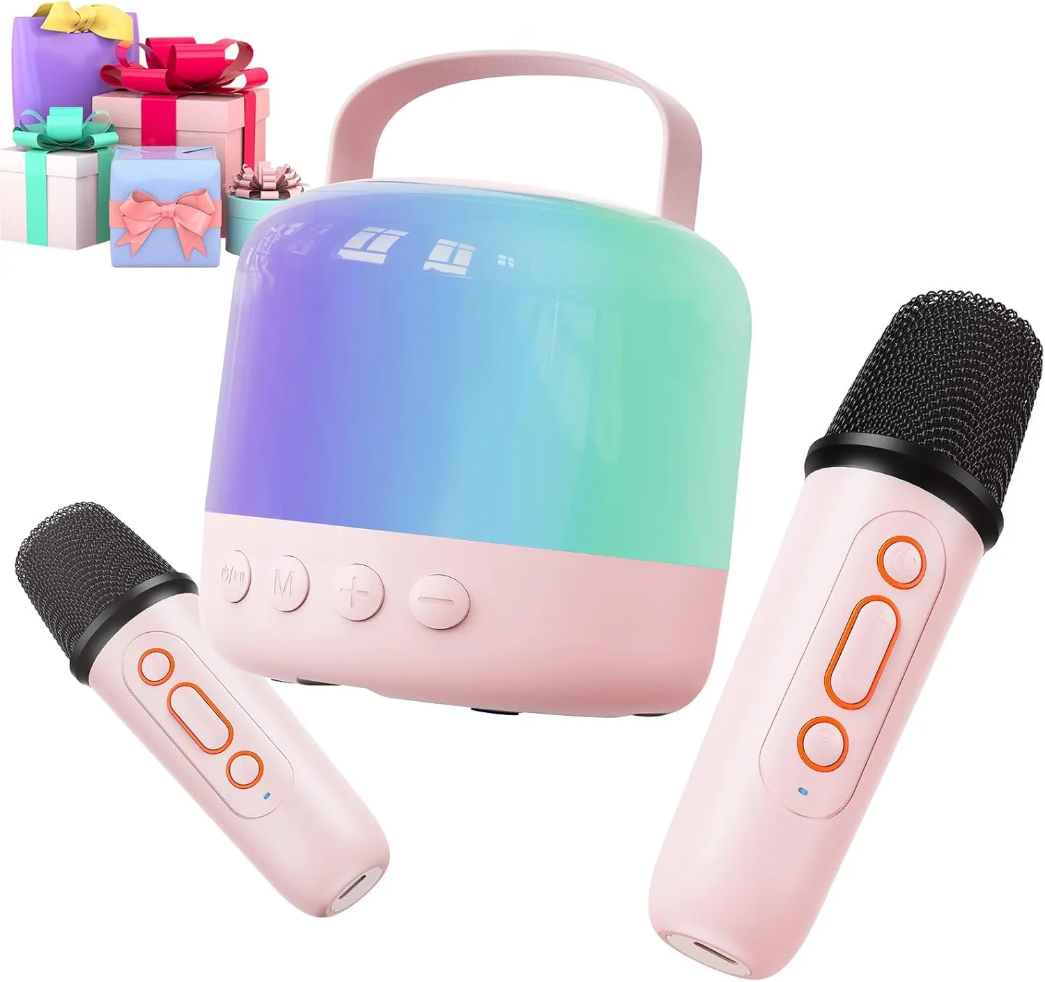 Mini Karaoke Machine, Karaoke Machine for Kids Toys, Mini Karaoke Machine with 2 Wireless Microphones, Birthday Gift for Girls Boys 2 3 4 5 6 7 8 9 10 11 12 13 14 15 Year Old