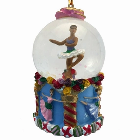 Mini African American Flower Dancer Snow Globe Ornament