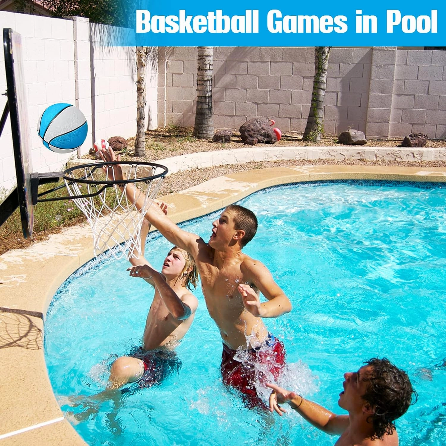 Mini Basketball Replacement 8.5 Inch Pool Basketballs Ball Hoop Indoor Outdoor Toy, Fits All Standard Swimming Pool Basketball Hoop Pool Game Toy Water Games