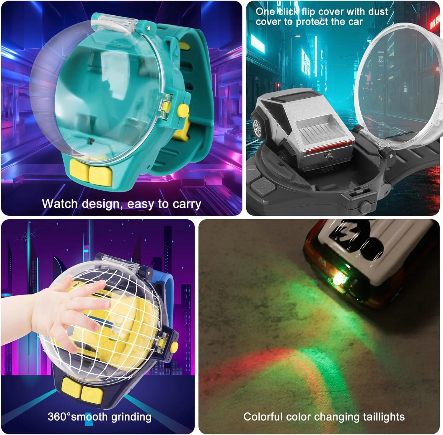 Mini New Watch Remote Control Car Easter Toy, 2.4GHZ RC Racing Car Battle Watch Toys for Kids Boys Girls,LED Lights, USB Charging,Birthday Party Holiday Gifts,Red