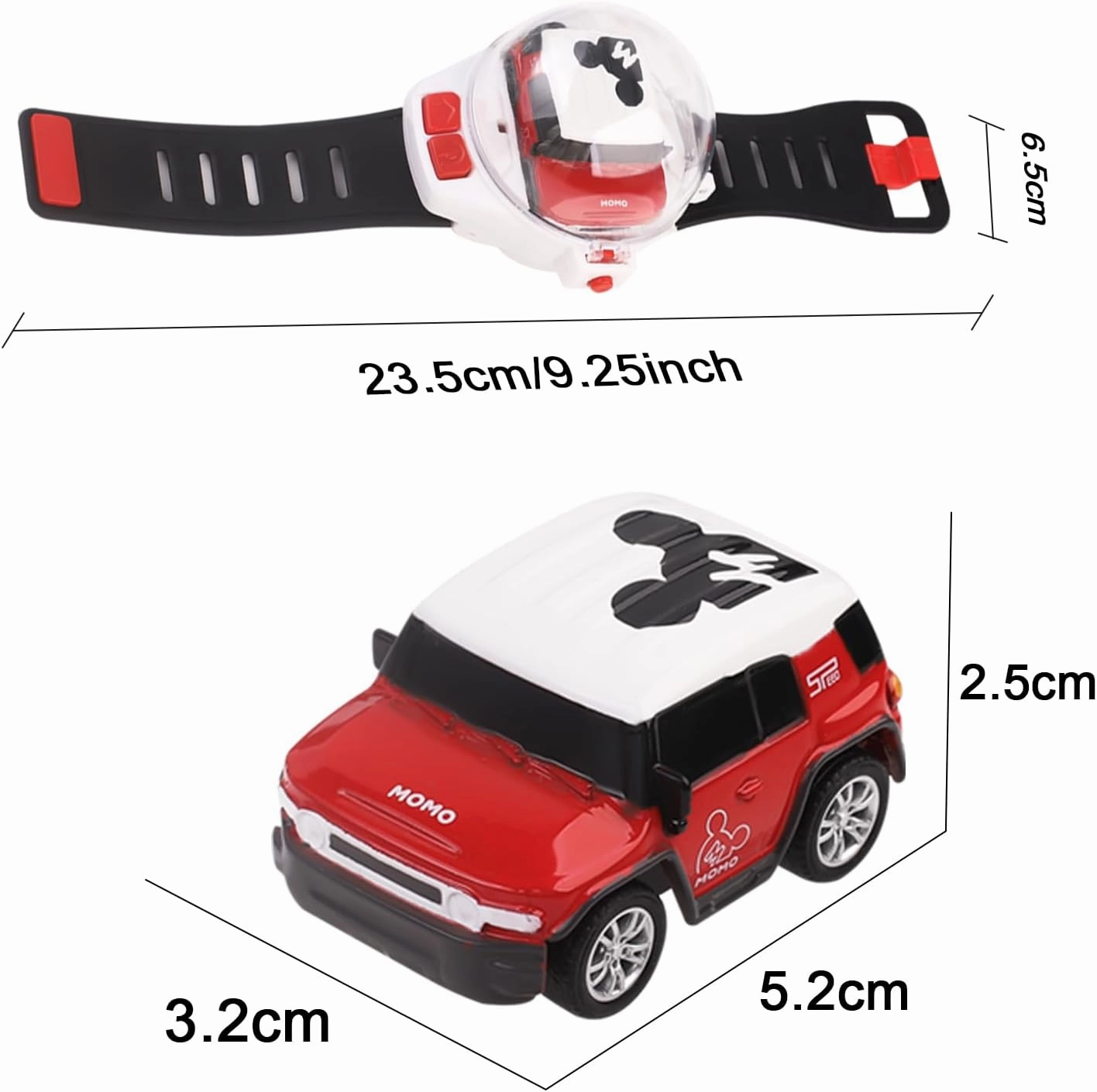 Mini New Watch Remote Control Car Easter Toy, 2.4GHZ RC Racing Car Battle Watch Toys for Kids Boys Girls,LED Lights, USB Charging,Birthday Party Holiday Gifts,Red