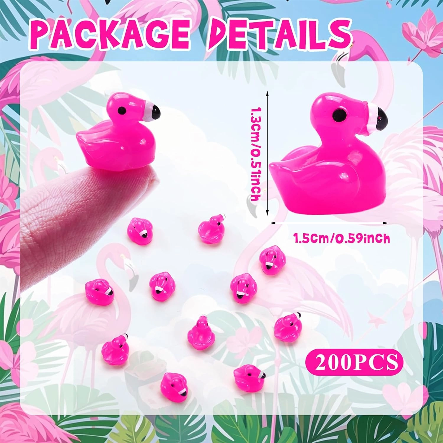 Mini Resin Ducks, 300 Pcs Tiny Ducks, Pink Flamingo Figurine, Resin Animals Toy for Cake Topper, Garden, Dollhouse, DIY Crafts, Party, Aquarium Decor