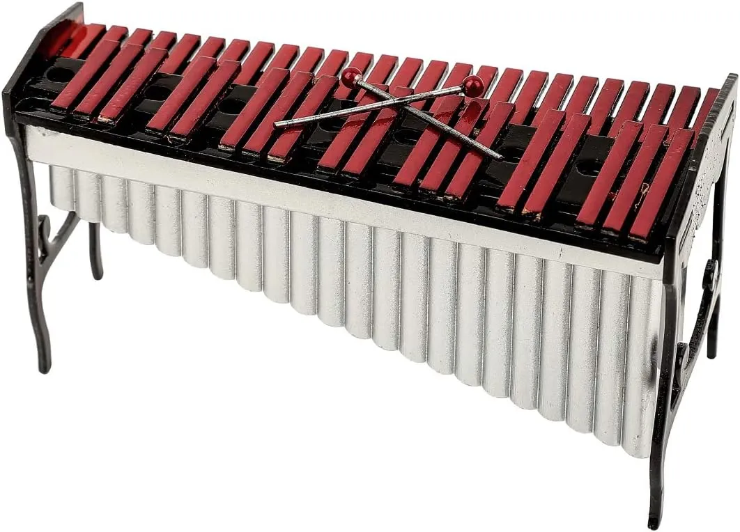 Miniature Xylophone with Case Mini Marimba Percussion Musical Instrument Replica Collectible Dollhouse Accessories Model Home Ornament (Xylophone)