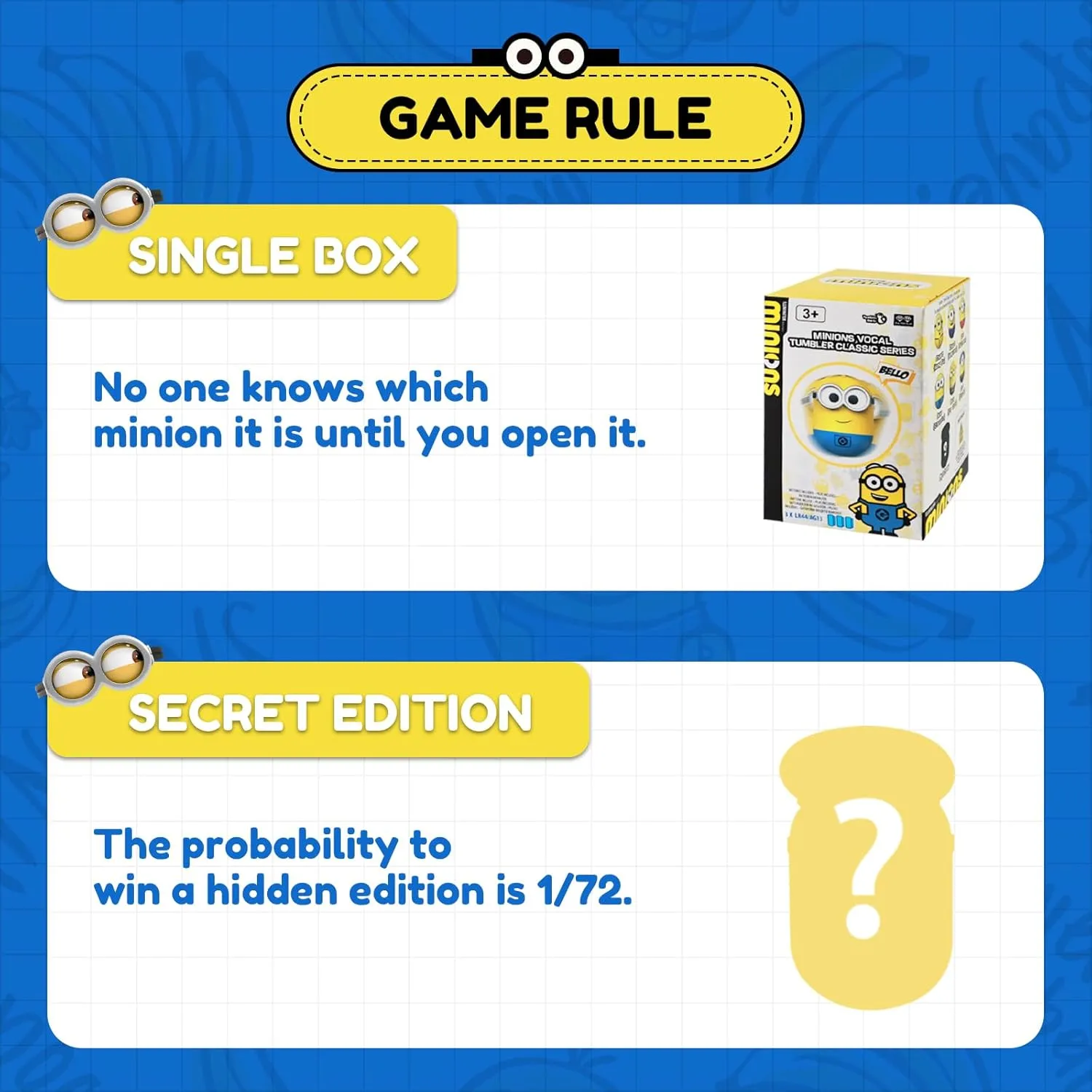 Minions Blind Box Action Figures, Musical Wobbler Toys for Kids Boys and Girls Birthday Holidays, 1 Pack
