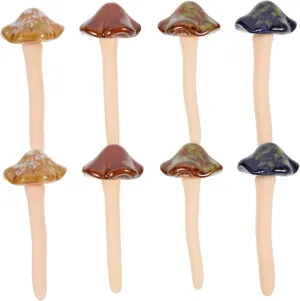 Mipcase Sturdy Ceramic Mushroom Stakes for Crafts for Garden or Mini Garden Decor