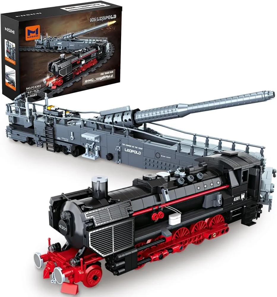 MISINI M6418 WWII German K5 Leopold Building Blocks Set 1631 Pieces Creative Blocks, Excellent MOC Train Model and Collection Gifts for Military Enthusiasts Adults Teens and Kids