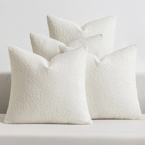 MIULEE Pack of 4 Decorative Textured Boucle Throw Pillow Covers 20x20 Inch White Accent Solid Pillow Cases Soft Couch Cushion Covers for Modern Farmhouse Boho Chair Sofa Bed Livingroom Home Decor