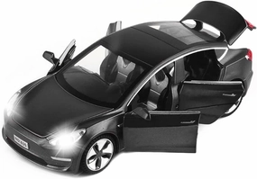 Model 3 Toy Car, 1:32 Zinc Alloy Diecast Car Toys for Kids, Pull Back Collectible Vehicle Toy Door Opening Scale Car Model with Sound and Light, Birthday Gift for Boys Girls 3  Years Old
