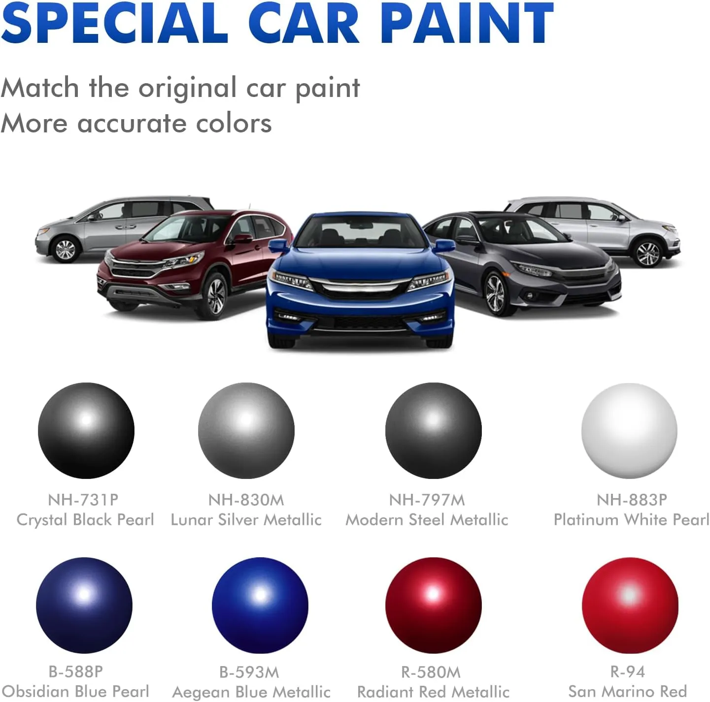 Modern Steel Metallic (NH-797M) Touch Up Paint Compatible with Honda, DIY Car Paint Scratch Repair, Quick & Easy Fix Automotive Scratch Repair for Civic/CRV/Odyssey/Accord/Pilot/HRV