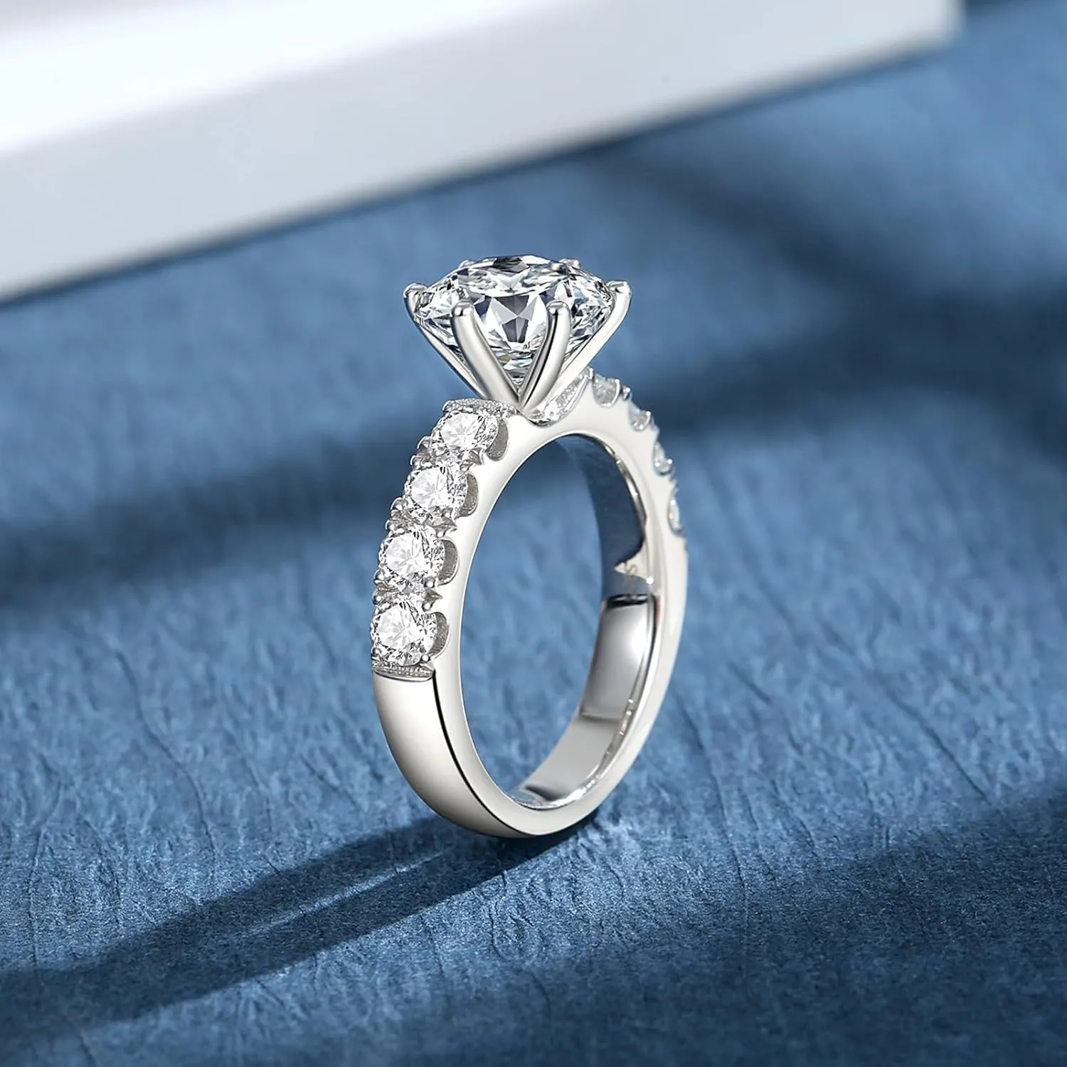 Moissanite Rings for Women D Color VVS1 Moissanite Engagement Ring S925 Sterling Silver Promise Wedding Rings for Women
