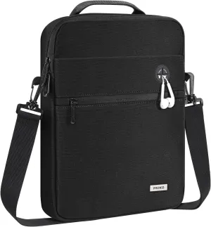 MoKo 9-11 Inch Tablet Bag, 360° Protective Carrying Case Fits iPad Air 5/4th 10.9, iPad Pro 11 inch, iPad 9/8/7th 10.2, iPad 10th Gen 10.9, with Multi-Pockets, Shoulder Strap & Earphone Port, Black