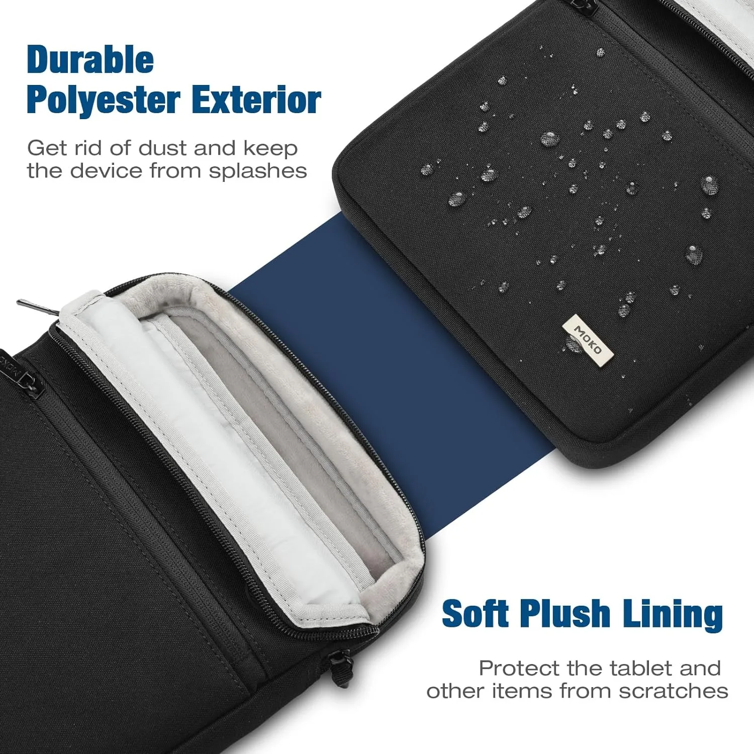 MoKo 9-11 Inch Tablet Bag, 360° Protective Carrying Case Fits iPad Air 5/4th 10.9, iPad Pro 11 inch, iPad 9/8/7th 10.2, iPad 10th Gen 10.9, with Multi-Pockets, Shoulder Strap & Earphone Port, Black