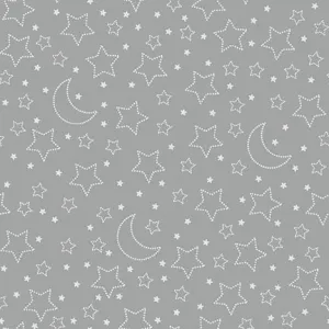 Moonlit Dreams - Stars and Moons Grey
