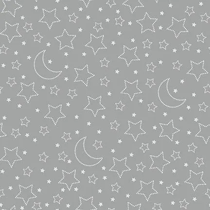 Moonlit Dreams - Stars and Moons Grey