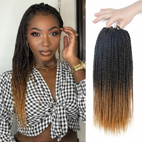 MOSINA Senegalese Twist Crochet Hair, 18 Inch Ombre Crochet Hair For Black Women Professional Synthetic Hair 8 Packs Crochet Braid With Natural Ends(18 Inch,1B/27)