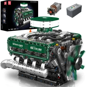 Mould King 10182 V8 Engine Model Kit That Run, Build Your Own Tank Engine Building Block Set with Battery and Motor, Upgraded 8-Cylinder Engine Mode Car kit, STEM Toys for Kids/Adults (2250 PCS)