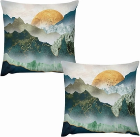 Mountain Pillow Covers Set of 2,Intermountain Trees Nature Landscape Abstract Throw Pillow Covers 16x16 Inches Cotton Square Pillow Protectors for Couch Bed Living Room Outdoor Decor 16 "x16