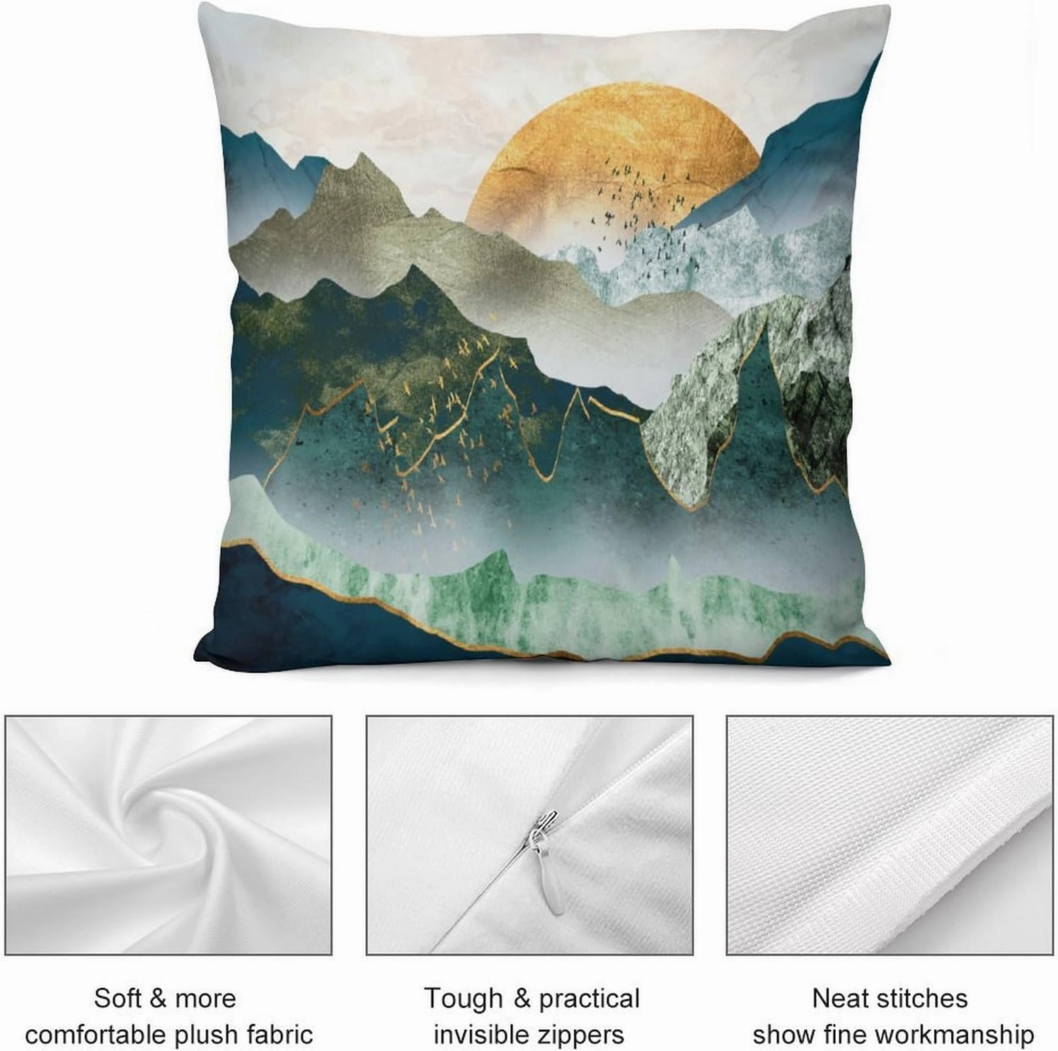 Mountain Pillow Covers Set of 2,Intermountain Trees Nature Landscape Abstract Throw Pillow Covers 16x16 Inches Cotton Square Pillow Protectors for Couch Bed Living Room Outdoor Decor 16 "x16