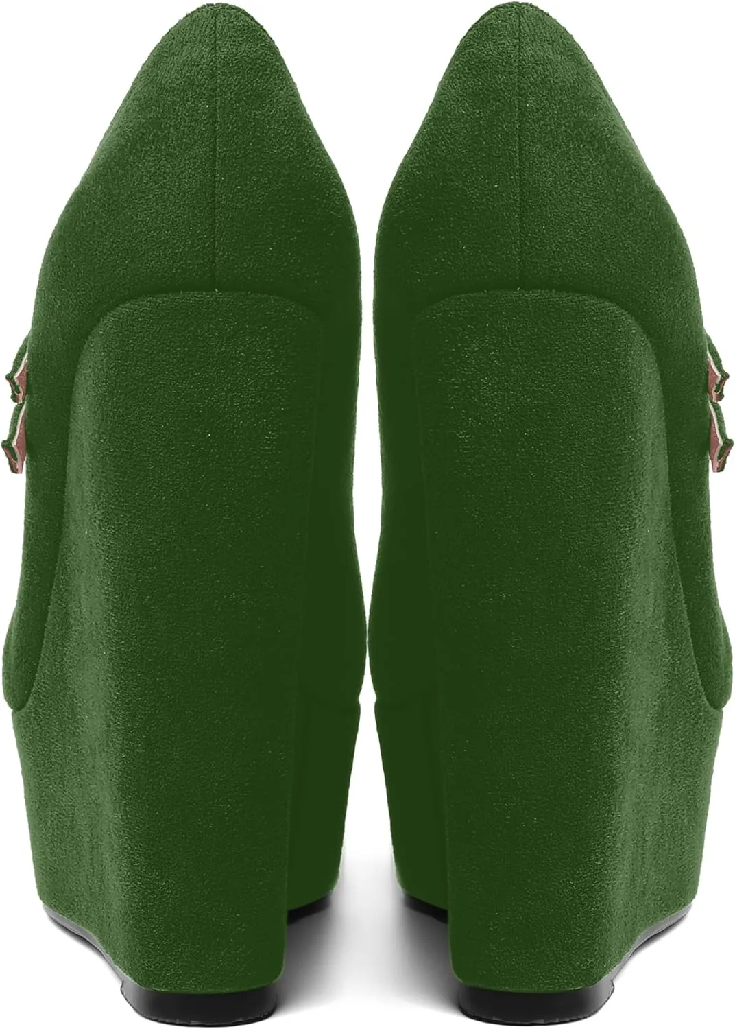 MOVINSTEPS Womens Suede Buckle Party Round Toe Adjustable Dual Straps Mary Jane Platform Dress Wedge High Heel Pumps Shoes 6 Inch