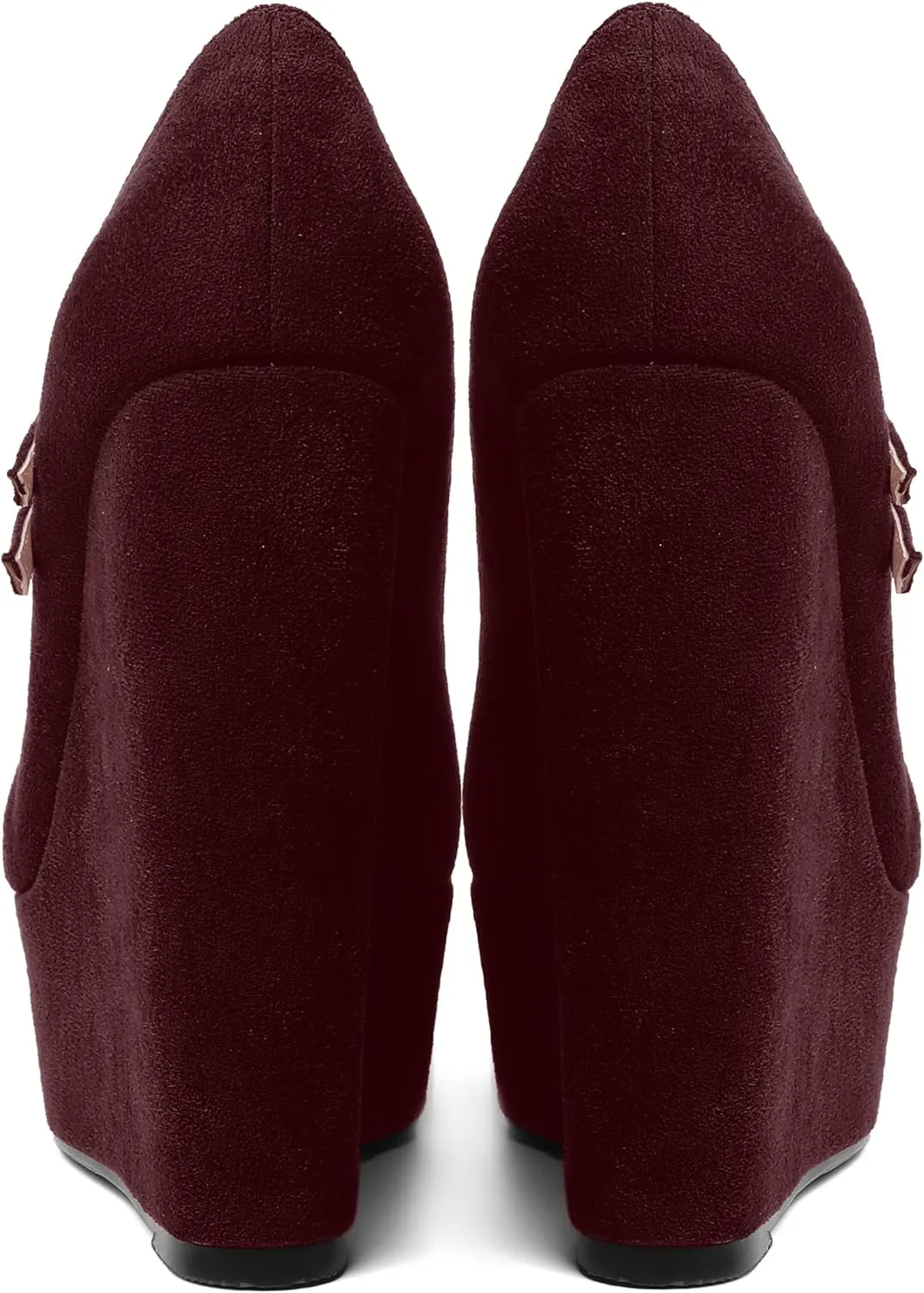 MOVINSTEPS Womens Suede Buckle Party Round Toe Adjustable Dual Straps Mary Jane Platform Dress Wedge High Heel Pumps Shoes 6 Inch