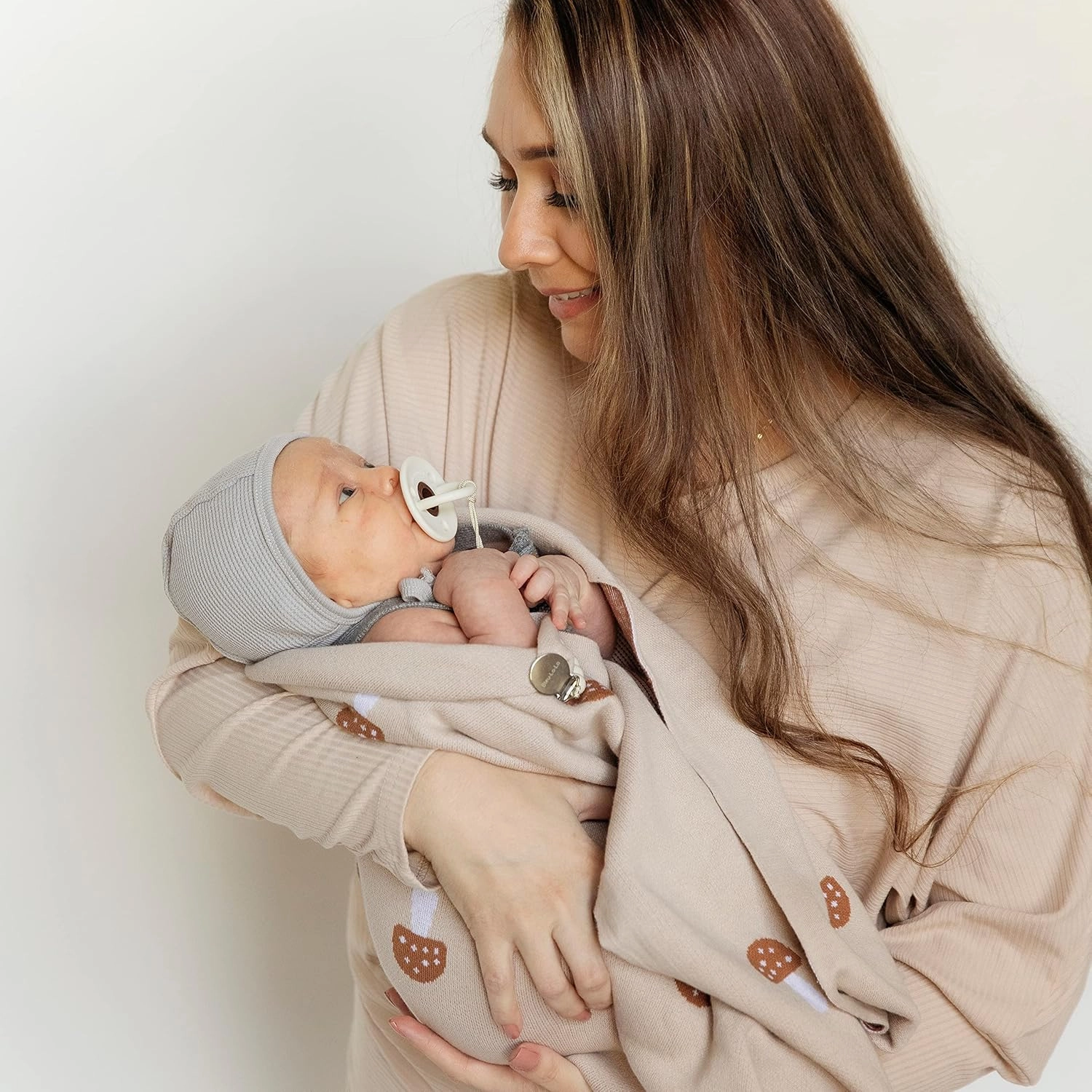 Mushroom Baby Blanket for Boys 100% Cotton Buttery Soft Cozy Receiving Swaddle Crib Stroller Blanket for Shower Gift Registry for Newborns, Infants, Toddlers (Mushroom - Blue)