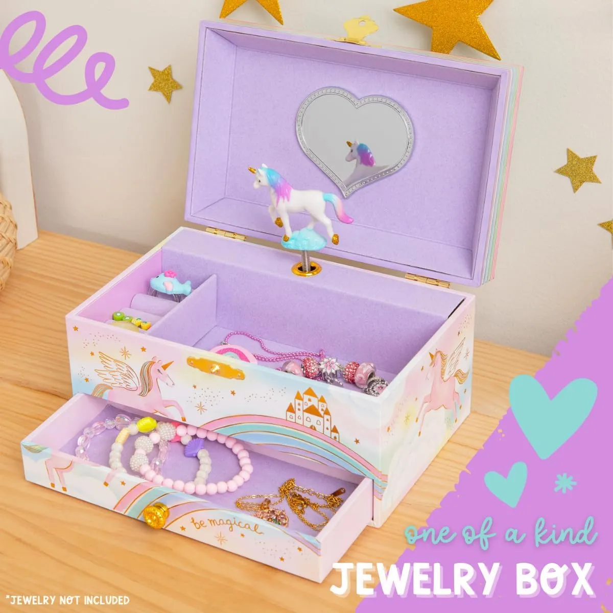 Musical Unicorn Kids Jewelry Box - Girls Jewelry Box with Mirror, Unicorn Gifts for Little Girls, Unicorn Toys for Girls Age 4-6
