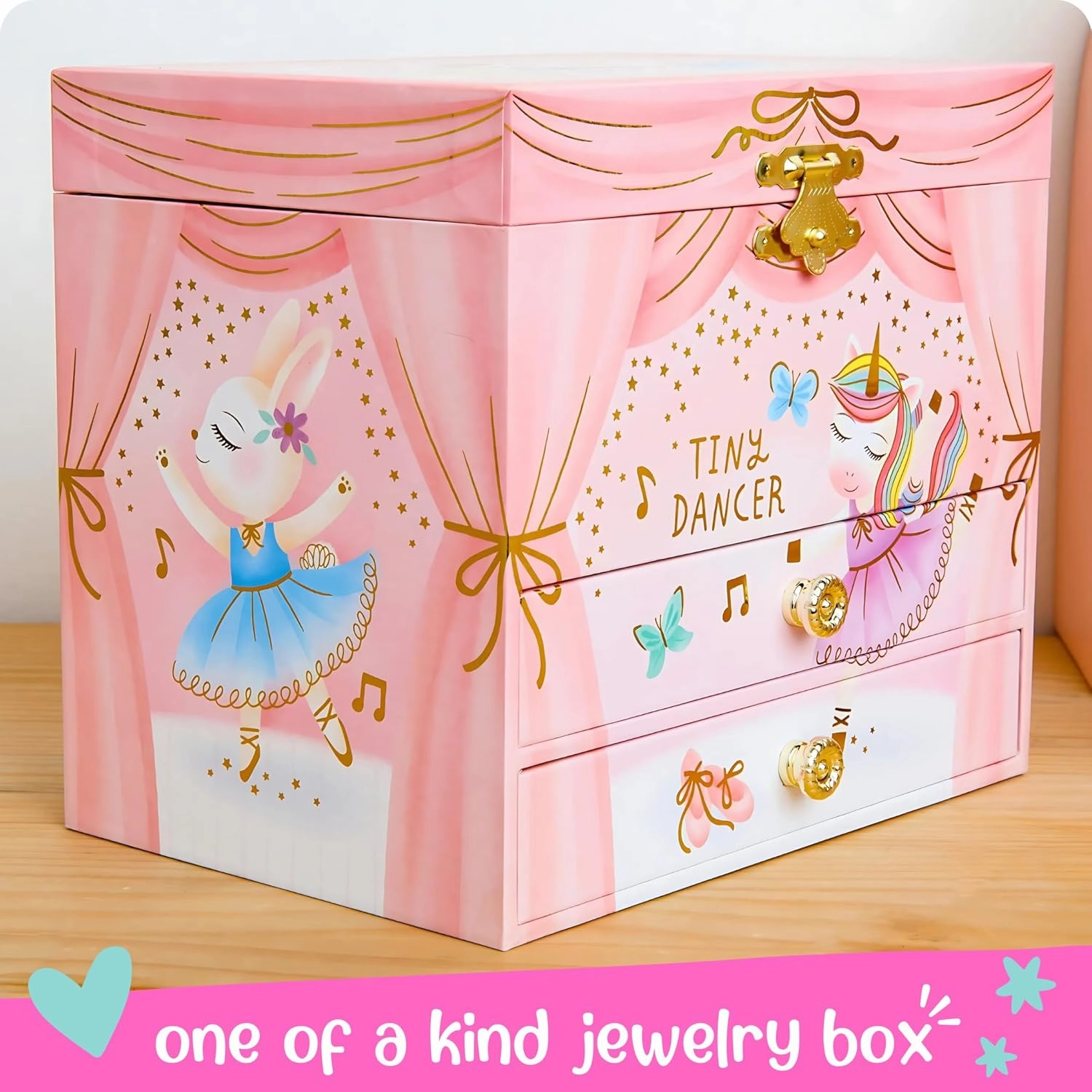Musical Ballerina Jewelry Box for Girls - Kids Music Box with Spinning Ballerina, Ballerina Birthday Gifts for Little Girls, Jewelry Boxes, 6.8 x 5.3 x 6 in - Ages 3-10