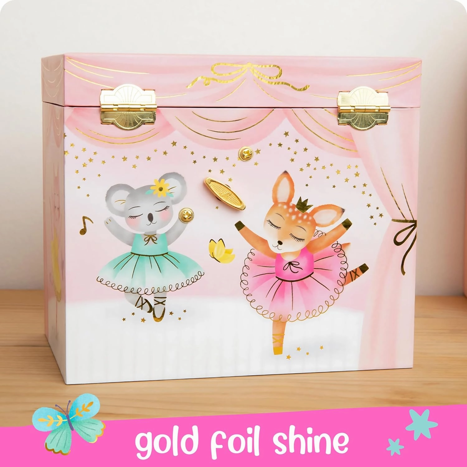 Musical Ballerina Jewelry Box for Girls - Kids Music Box with Spinning Ballerina, Ballerina Birthday Gifts for Little Girls, Jewelry Boxes, 6.8 x 5.3 x 6 in - Ages 3-10