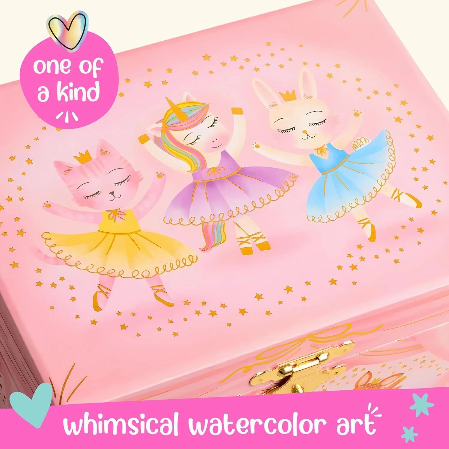 Musical Ballerina Jewelry Box for Girls - Kids Music Box with Spinning Ballerina, Ballerina Birthday Gifts for Little Girls, Jewelry Boxes, 6.8 x 5.3 x 6 in - Ages 3-10