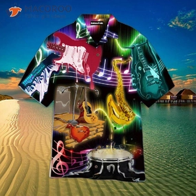 Musical Instruments And Neon-colored Hawaiian Shirts