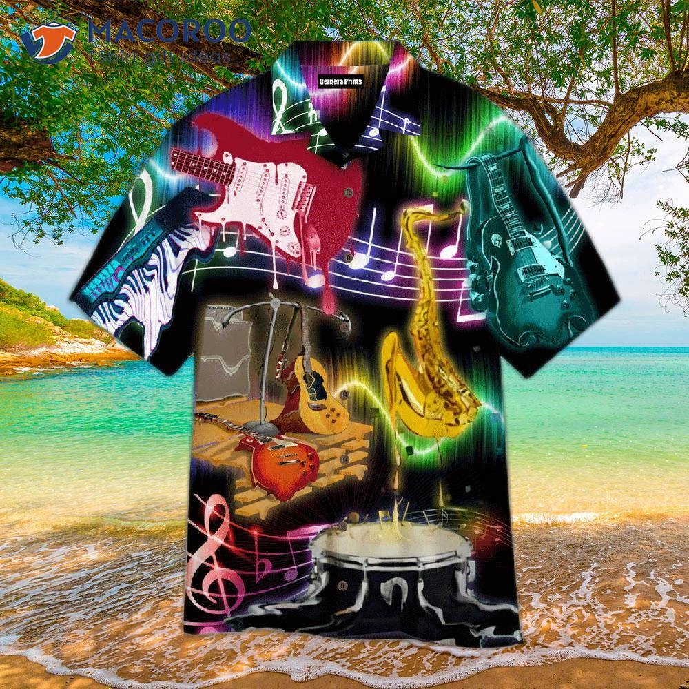Musical Instruments And Neon-colored Hawaiian Shirts