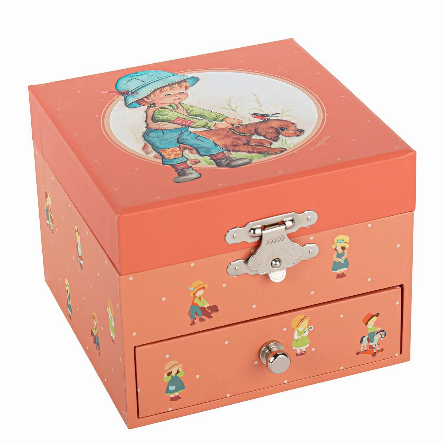 Musical Treasure Box - Jeanne Lagarde Childhood Memory - Pet - Ideal Gift for Children - Mozart's Menuet - Orange